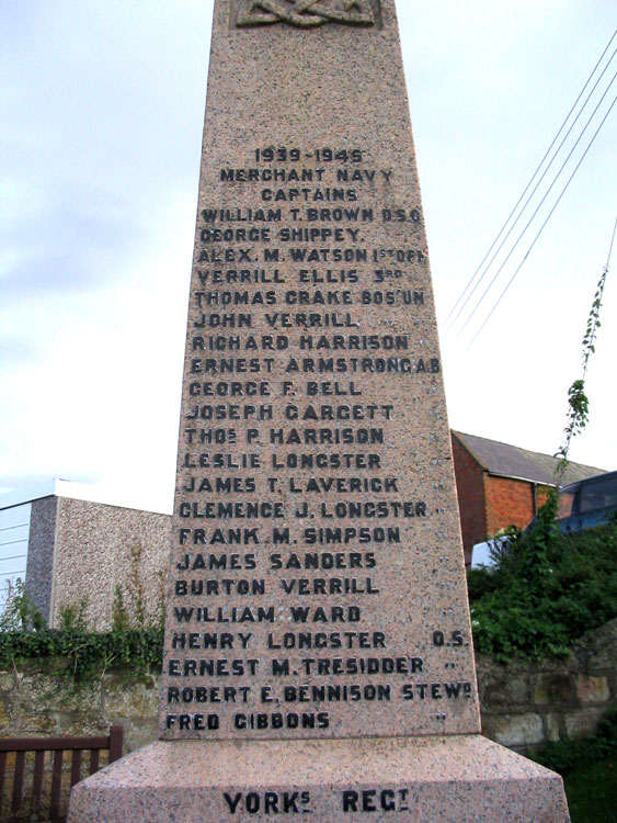 First World War Nval Commemorations, including Deck Hand Burton Verrill, on the Staithes War Memorial
