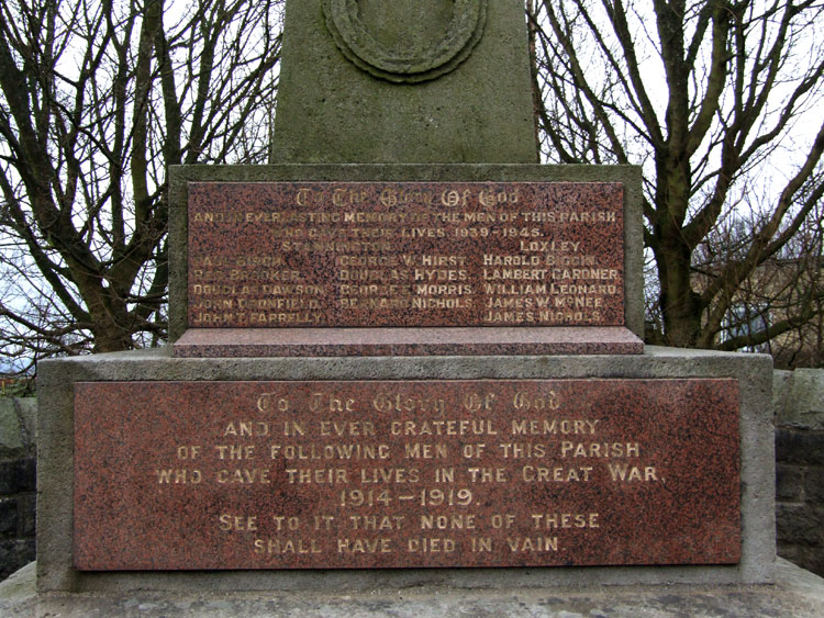 The Commemoration on the Stannington War Memorial and the Names of Those who Fell in the Second World War