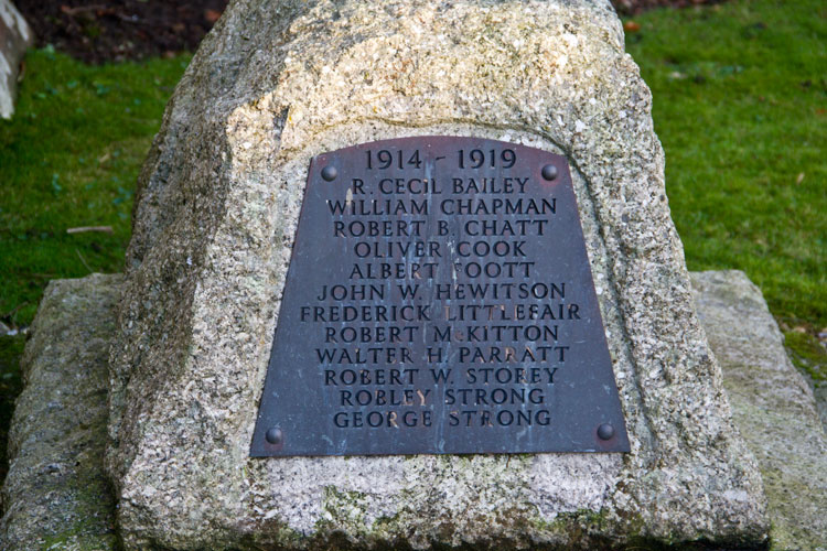 The Names of Those Who Lost Their Lives in the First World War on the Startforth War Memorial