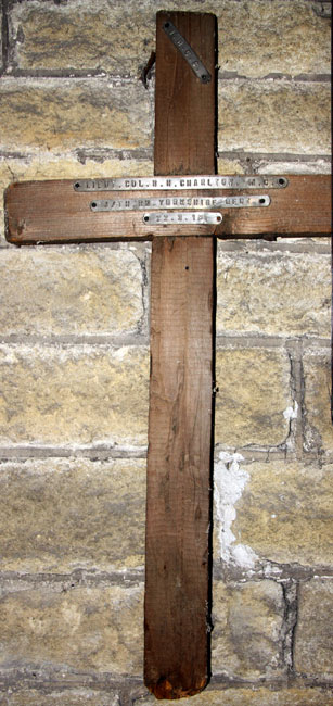 The original simple wooden grave marker for Lieutenant Colonel Charlton