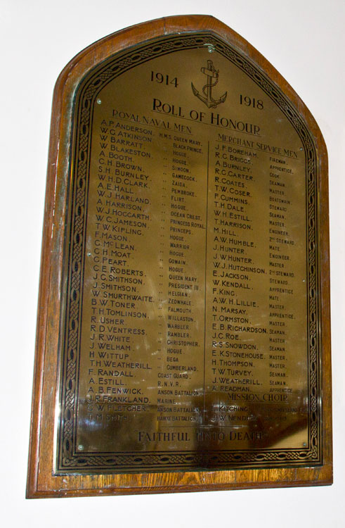 The Whitby Town Roll of Honour in the Whitby Mission and Seafarer's Centre