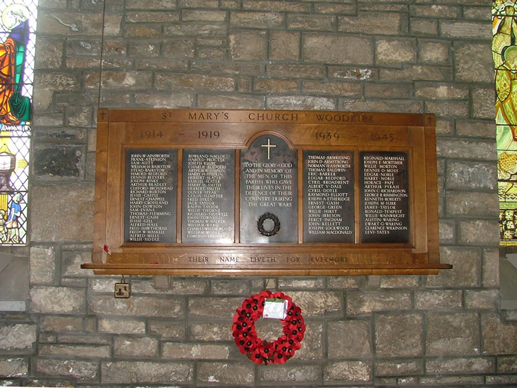 The War Memorial in St. Mary's Church, Woodkirk (Kirklees)