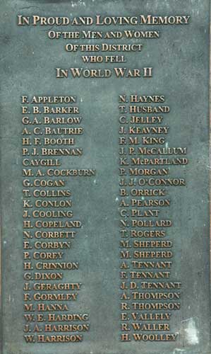 The recorded names on the Port Clarence and Haverton Hill War Memorial