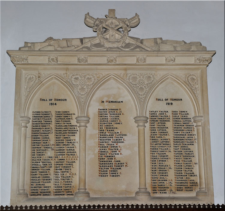 The War Memorial in St. Michael's Church, Reepham (Norfolk)