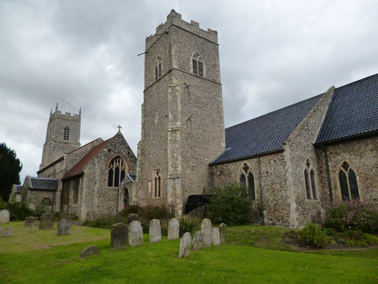 St. Michael's Church (left) and St. Mary's Church, Reepham (Norfolk)