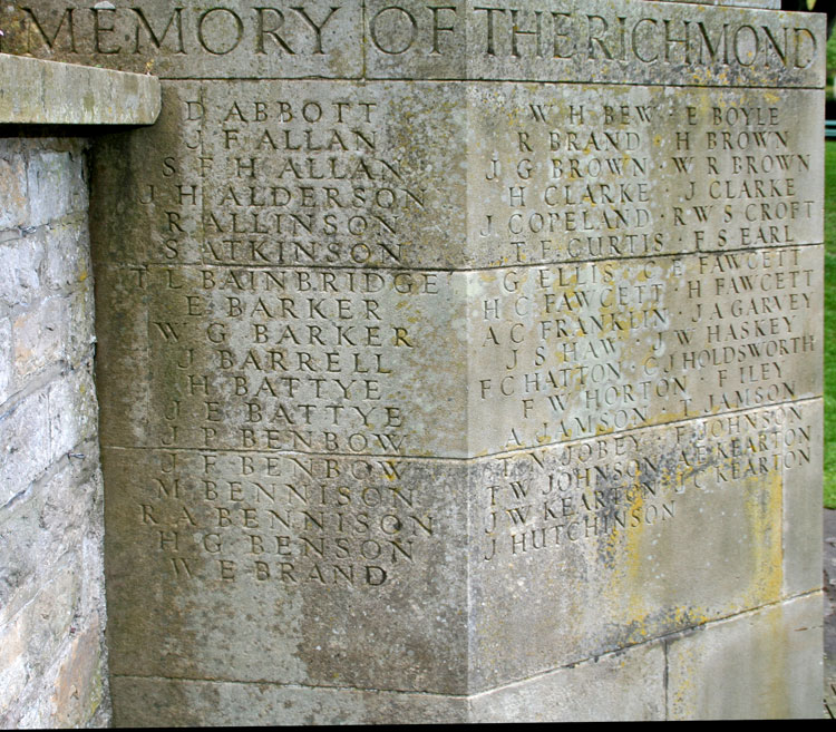 Names "A" - "K", First World War Commemorations on Richmond's Friary Gardens War Memorial