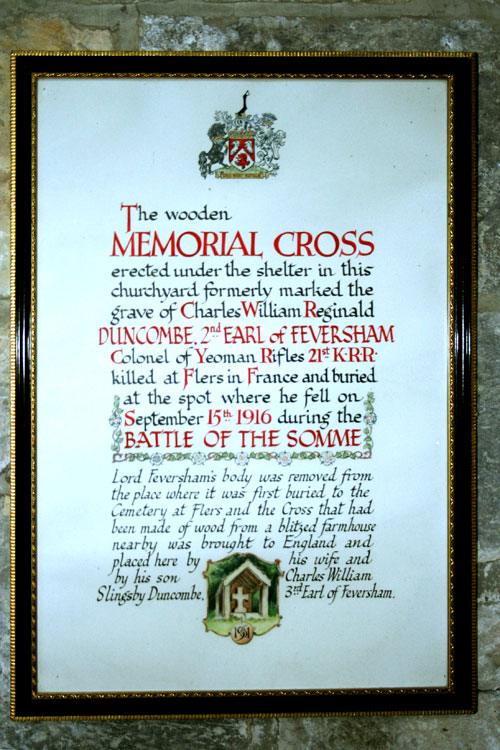 The Cross Commemorating the Earl of Feversham, beside St. Mary's Church Rievaulx 