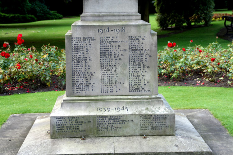 Names "A" - "G", First World War Commemorations on the Ripon War Memorial