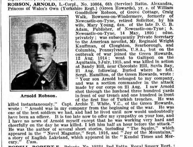 L/Corporal Arnold ROBSON, 10864.