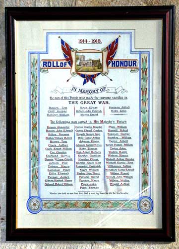 The Roll of Honour in St. Cuthbert's Church, Crayke.
