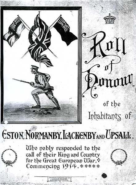 The Roll of Honour for Eston, Normanby Lackenby and Upsall.