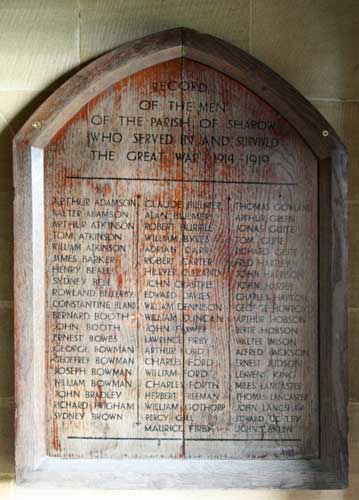 The Roll of Honour in the porch of St. John's Church, Sharow.
