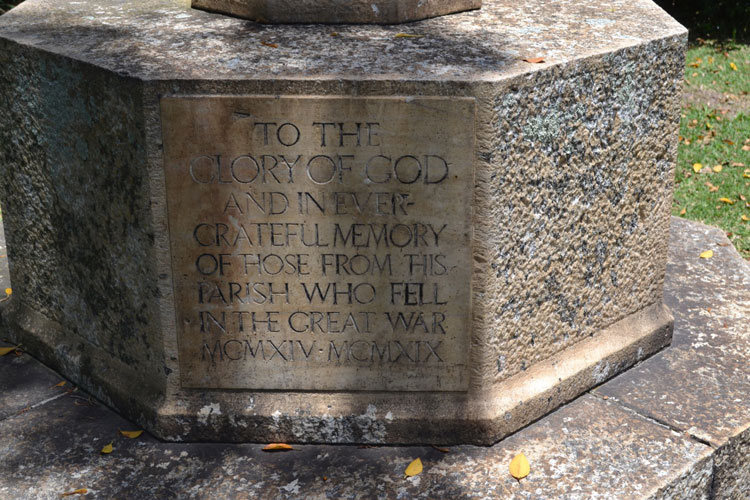 The Dedication on the War Memorial in St. Paul's Churchyard, Rondebosch (Cape Town)