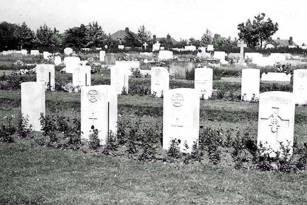 Scarborough's Dean Road Cemetery, - with the grave of a soldier of the Yorkshire Regiment on the extreme right