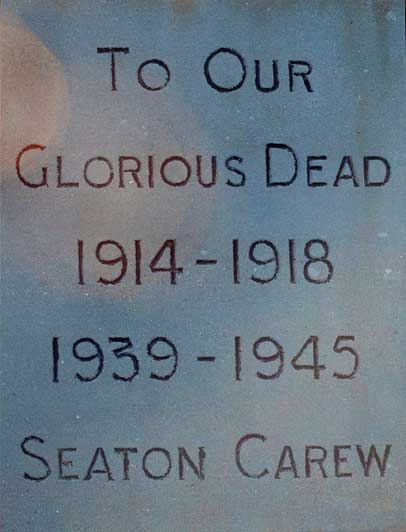 The Dedication on the Seaton Carew War Memorial