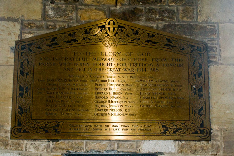 The War Memorial Inside the Church of St. Helen and the Holy Cross, Sheriff Hutton