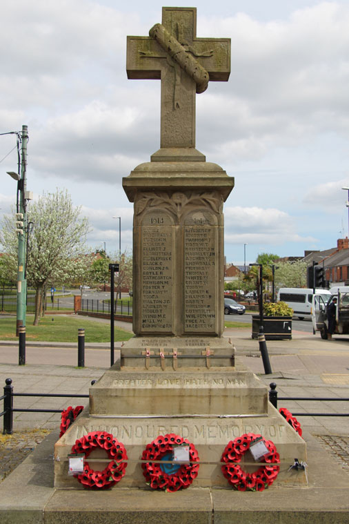 The West Face of the Shiney Row War Memorial