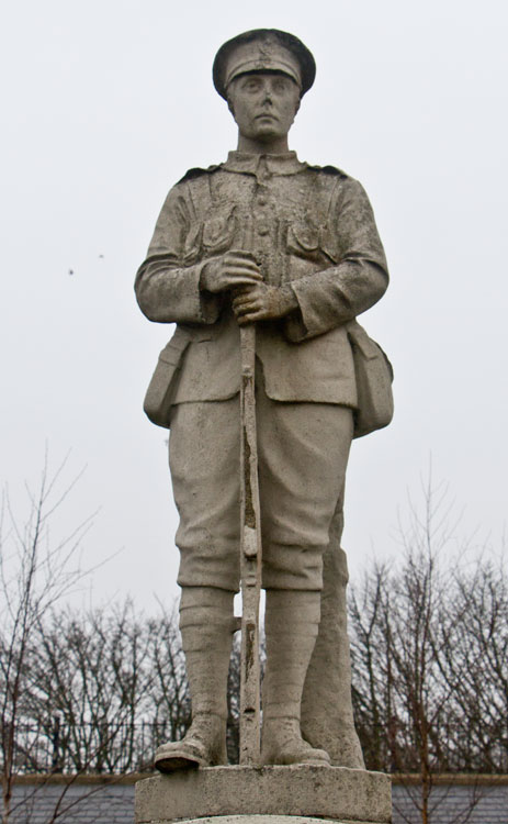 The Sculpture of the Soldier on the Shotton Colliery War Memorial.