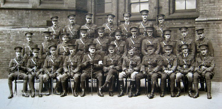 Officers of the 4th Battalion the Yorkshire Regiment, photographed in April 1915.