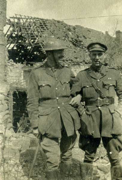 Captain H N Constantine (right) photographed near Arras, April 16th 1917