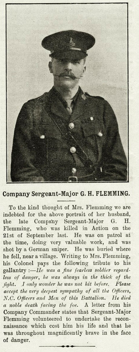 CSM George Henry Flemming, and an obituary from the Green Howards Gazette