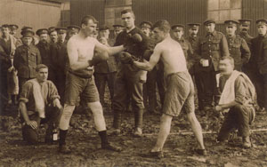 Soldiers of the 6th Battalion the Yorkshire Regiment, - date unknown (early 1915?), - Boxing Tournament.