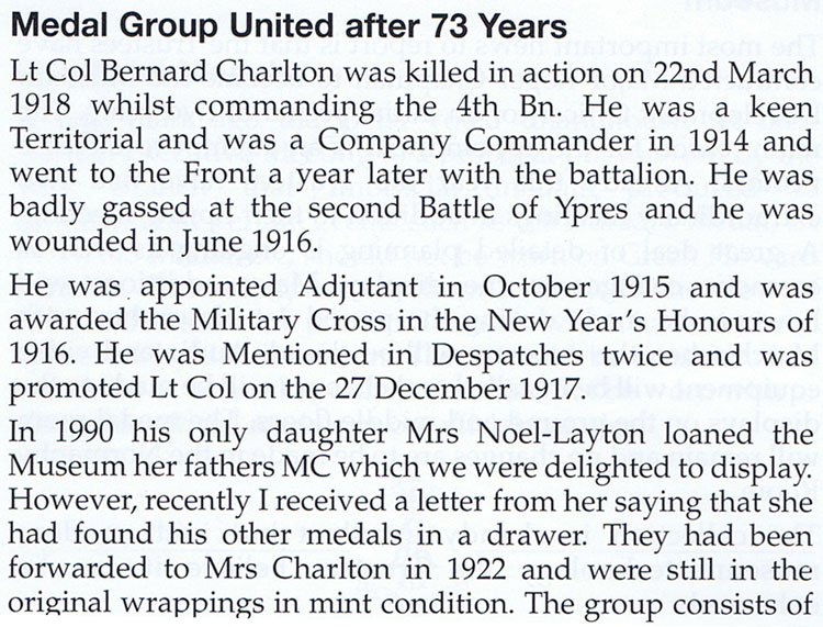 Lieutenant Colonel Bernard Hedley CHARLTON, MC
