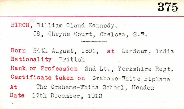 >Major William Claud Kennedy BIRCH, MC