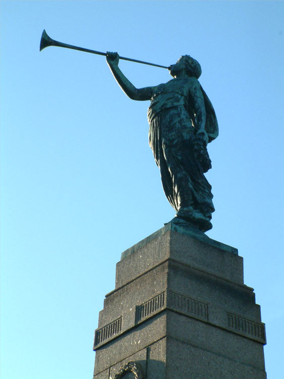 The sculpture on top of the South Bank War Memorial