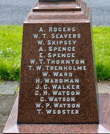 The First World War Commemorations on the Sowerby War Memorial