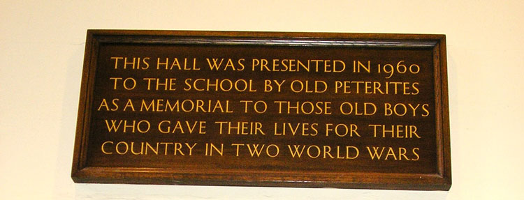 Commemorative War Memorial in St. Peter's School, York