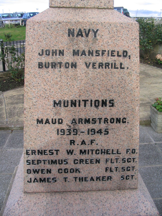 Second World War Naval Commemorations, including Able Seaman Burton Verrill, on the Staithes War Memorial