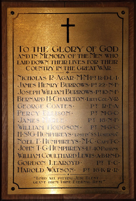 The War Memorial, - St. Philip & St. James' Church, Tow Law (Co. Durham)