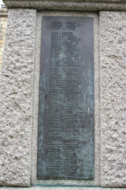 Private Hitchen's Name on the Truro Memorial