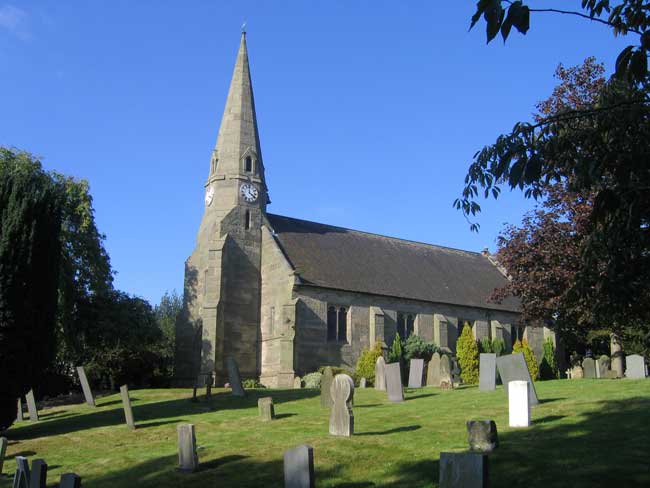 St. Johns Church, Wall (Staffordshire), showing Private Elson's grave on the right.