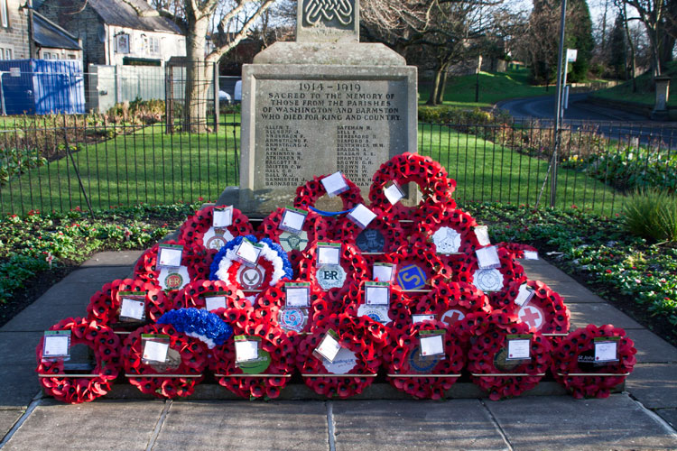 The First World War Dedication on the War Memorial for Washington Village and Barmston (County Durham)