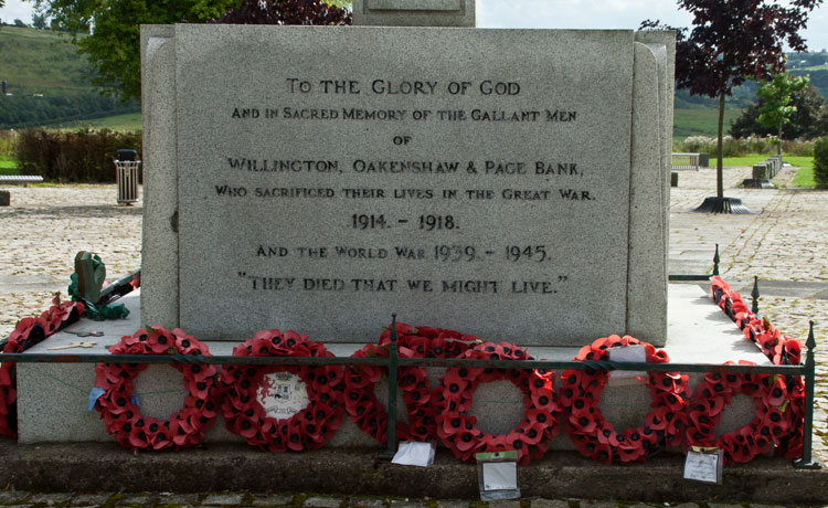 The Dedication on the War Memorial, Willington (County Durham)