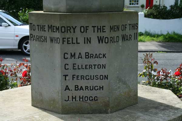 The Names of Those Who Fell in the SEcond World War, on the Wolviston Memorial