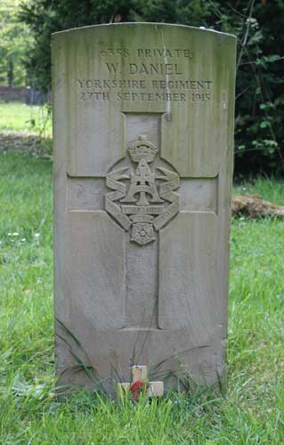 The grave of Private William Daniel in Yarm Cemetery.