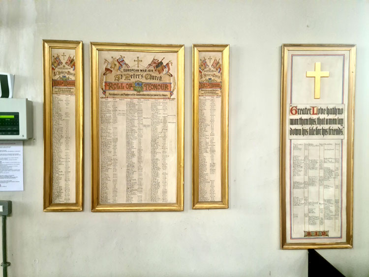 The First World Qar Roll of Honour and the War Memorial for St. Peter's Church, Abbeydale (Sheffield)