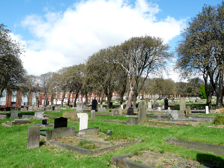 Newcastle-upon-Tyne (St. John's Westgate and Elswick) Cemetery. Private Gibson's headstone is in the left foreground.