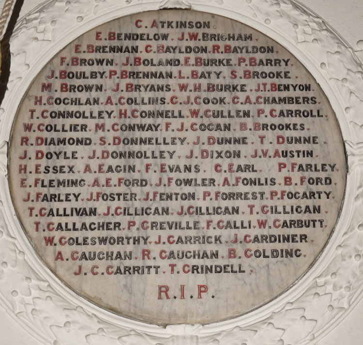 One of the First World War Memorial Panels in St. Anne's Roman Catholic Cathedral, Leeds - 1
