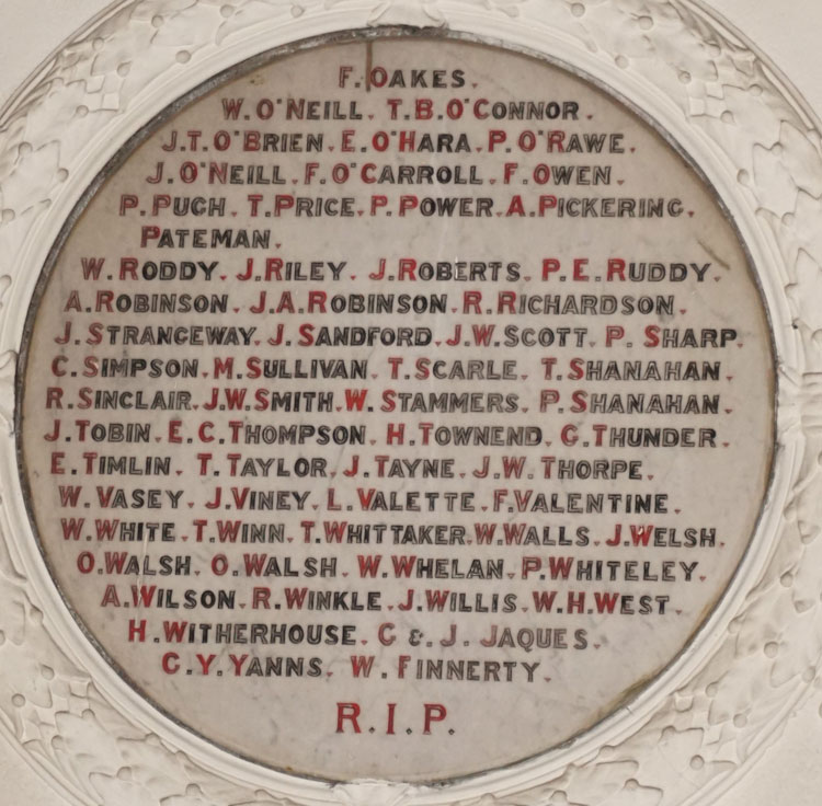One of the First World War Memorial Panels in St. Anne's Roman Catholic Cathedral, Leeds - 3