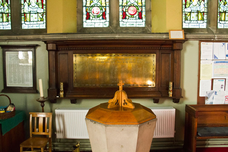 The First World War Memorial in St. Matthew's Church, Newbottle (Co. Durham)., - 1