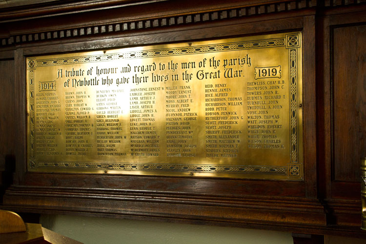 The First World War Memorial in St. Matthew's Church, Newbottle (Co. Durham), - 3