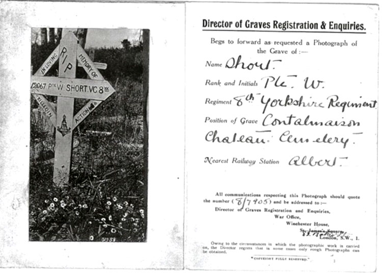 William Short's Original Grave on the Battlefield (Source Unknown).