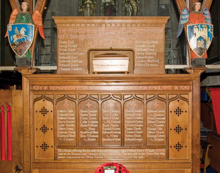 The First and Second World War Memorials in St.Lawrene's Church, Alvechurch