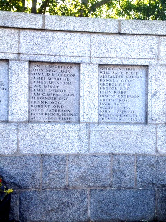 Two of the Commemorative Panels on the Banff War Memorial