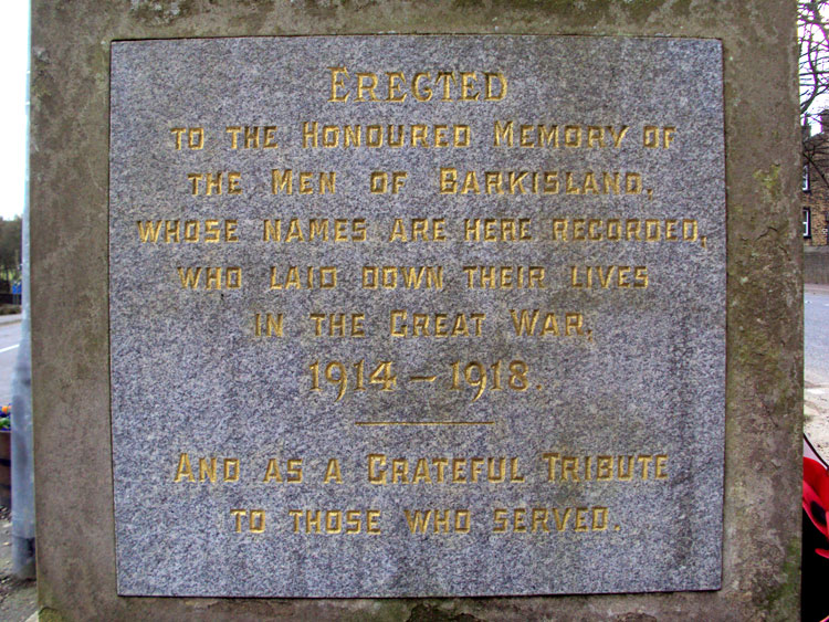 The Dedication on the Barkisland War Memorial
