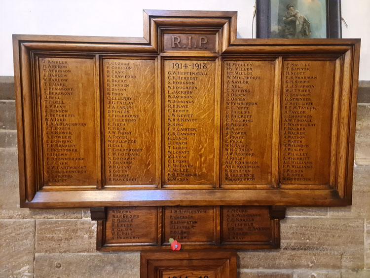 The War Memorial in St. Peter's Church, Barnsley
